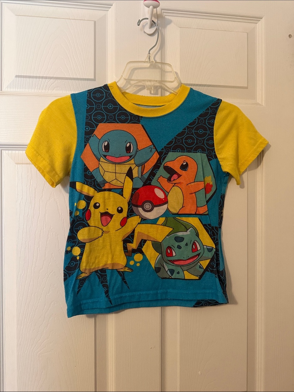 Pokemon Kids Short Sleeve Pajama Top - Yellow & Teal